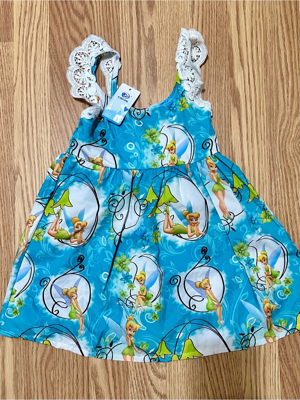 Blue Tinker Bell Sundress with Lace Straps